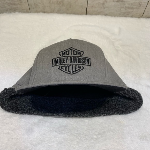 Harley-Davidson Men's Midwest Sherpa Ear Flap Fitted Hat-Grey 97677-23VM 7 1/4 - Picture 6 of 11